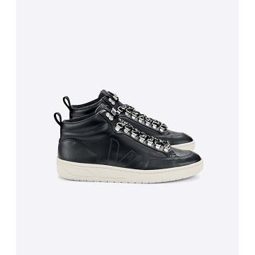 Men's Veja RORAIMA LEATHER High Tops White/Black | ZA 107PJJ